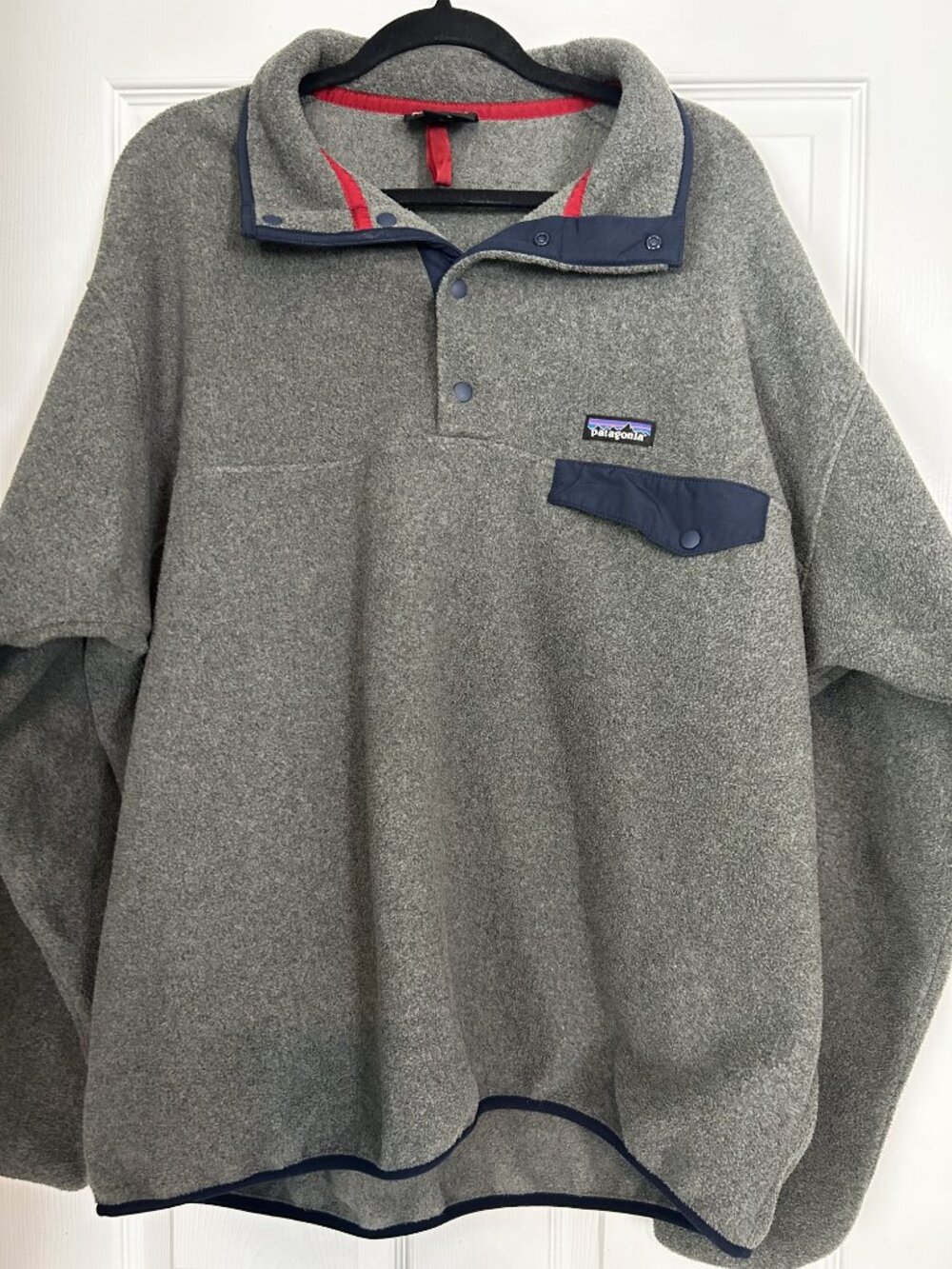 Patagonia Synchilla Snap-T Fleece Pullover Heather Gray Navy Trim Men's XL